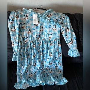 Adorable Penguin Print Kids Nightgown - Light Blue